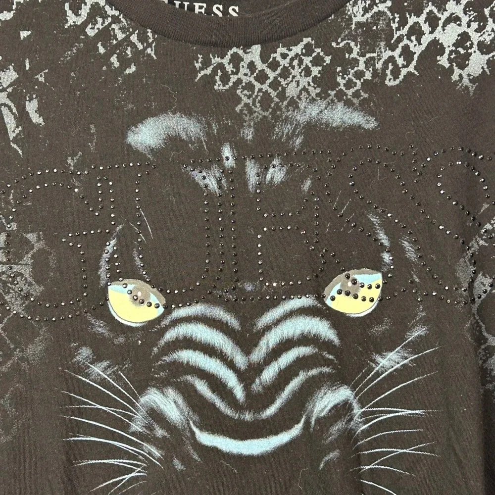 Guess Los Angeles Black Panther Graphic T Shirt Studded Logo XXL Mens Black Tee - Picture 6 of 7